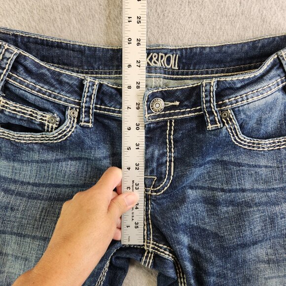 Rock And Roll Cowgirl Jeans Womens 30 Riding Bootcut Heavy Stitching Ranch - Picture 12 of 16